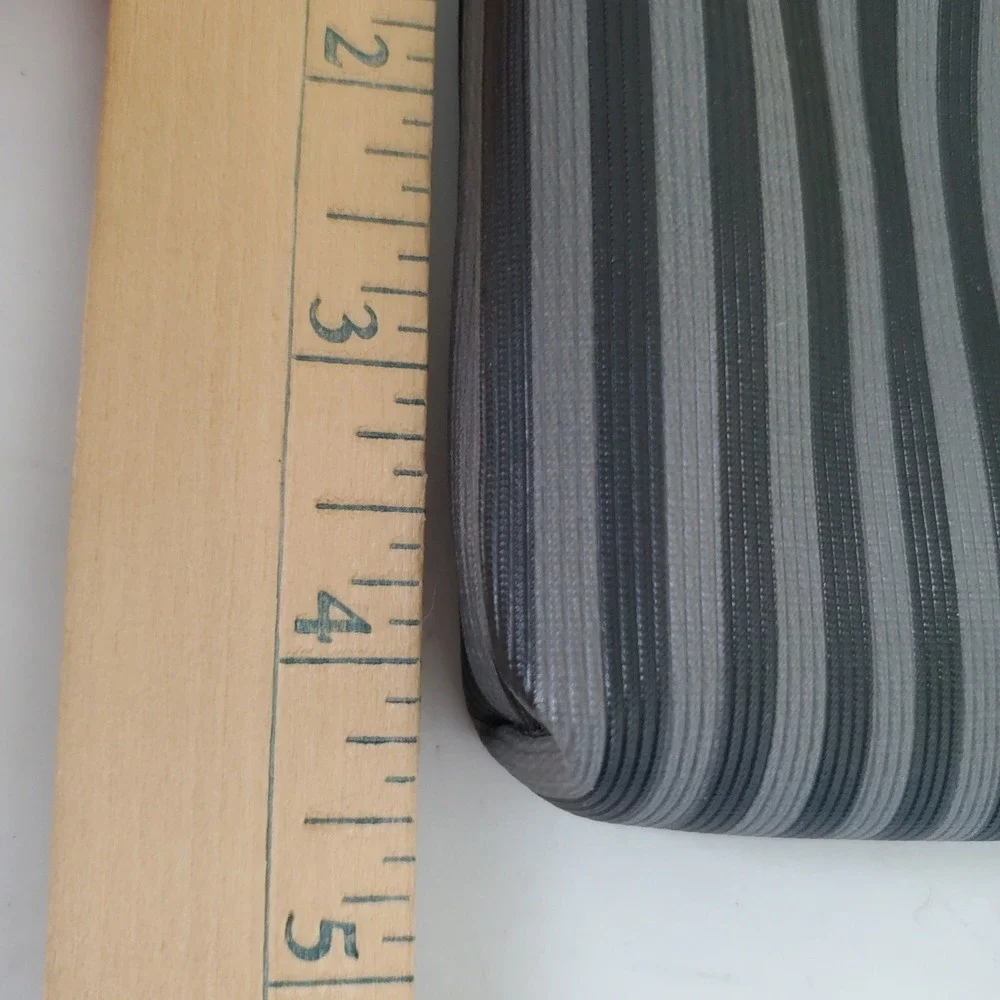Gloria Vanderbilt Collection Grey Black Striped PVC Cosmetic Pouch V5413 - Picture 7 of 9